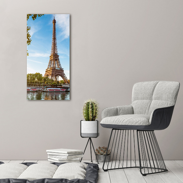 Quadro stampa su vetro verticale Torre Eiffel Parigi