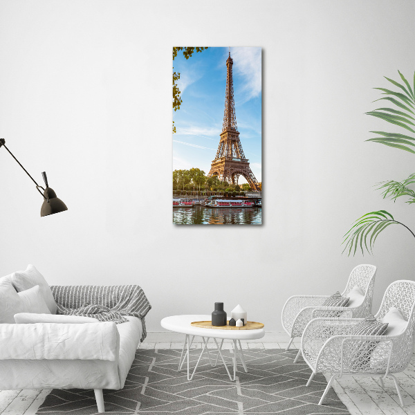 Quadro stampa su vetro verticale Torre Eiffel Parigi