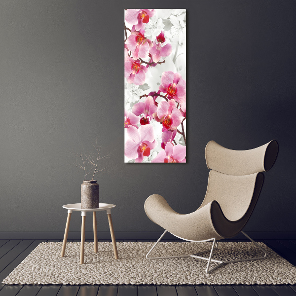 Quadro in vetro verticale Orchidea rosa