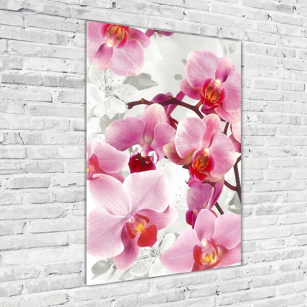Quadro in vetro verticale Orchidea rosa