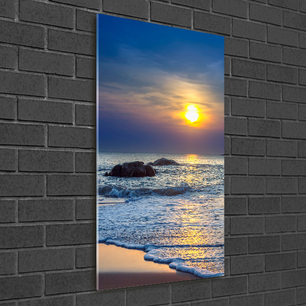 Quadro di vetro verticale Spiaggia al tramonto