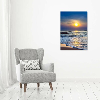 Quadro di vetro verticale Spiaggia al tramonto