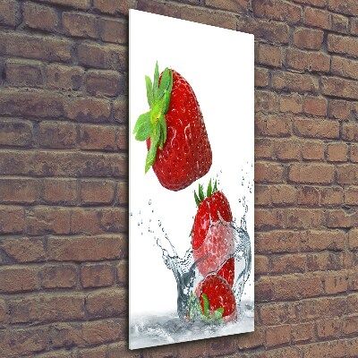 Quadro di vetro verticale Fragole