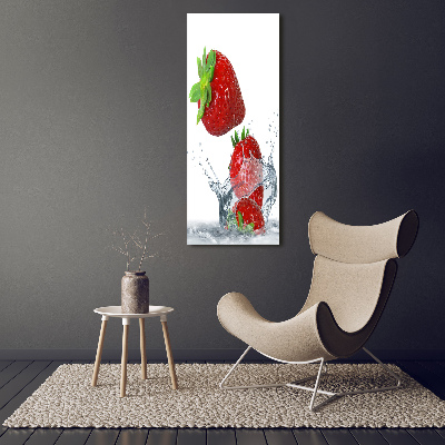 Quadro di vetro verticale Fragole