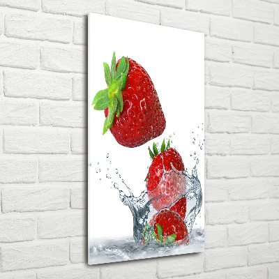 Quadro di vetro verticale Fragole