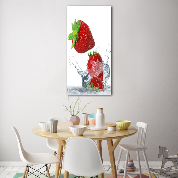 Quadro di vetro verticale Fragole