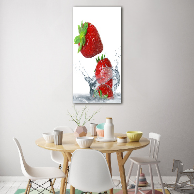 Quadro di vetro verticale Fragole