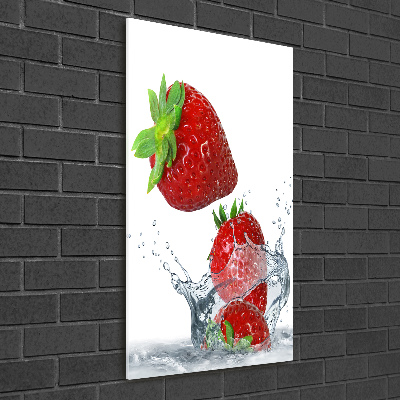Quadro di vetro verticale Fragole