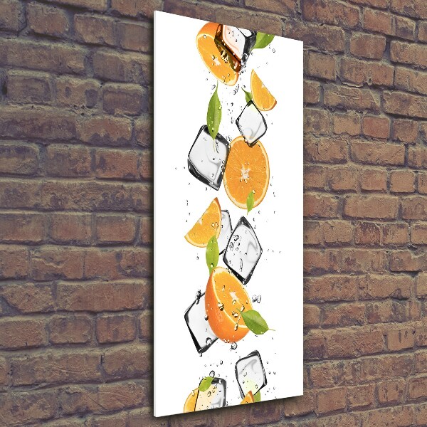 Quadro vetro verticale Arance e ghiaccio