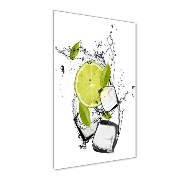 Quadro di vetro verticale Lime e ghiaccio