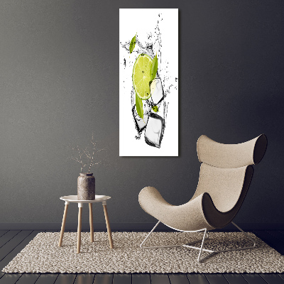Quadro di vetro verticale Lime e ghiaccio