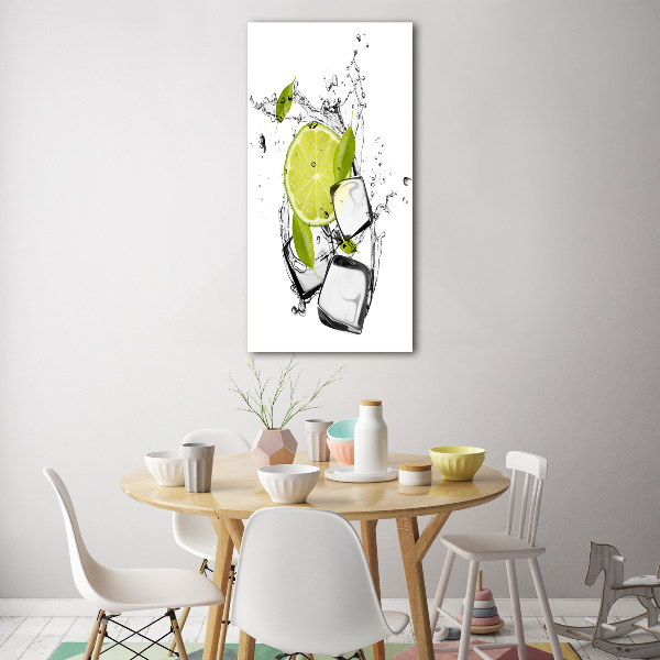 Quadro di vetro verticale Lime e ghiaccio