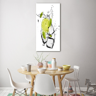 Quadro di vetro verticale Lime e ghiaccio