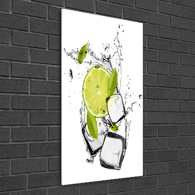 Quadro di vetro verticale Lime e ghiaccio