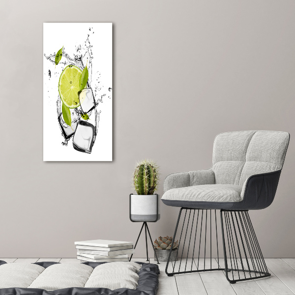 Quadro di vetro verticale Lime e ghiaccio
