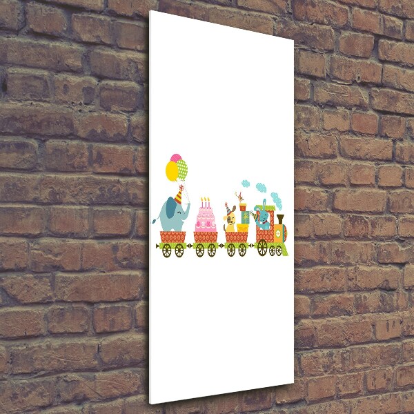 Quadro di vetro verticale Treno Felice