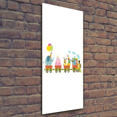 Quadro di vetro verticale Treno Felice