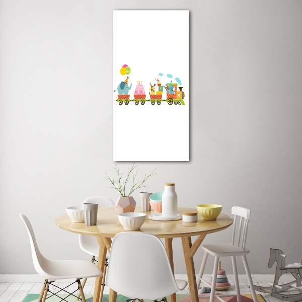 Quadro di vetro verticale Treno Felice