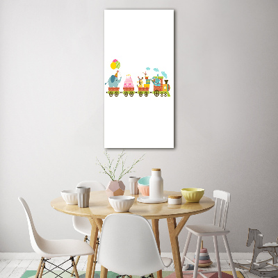 Quadro di vetro verticale Treno Felice