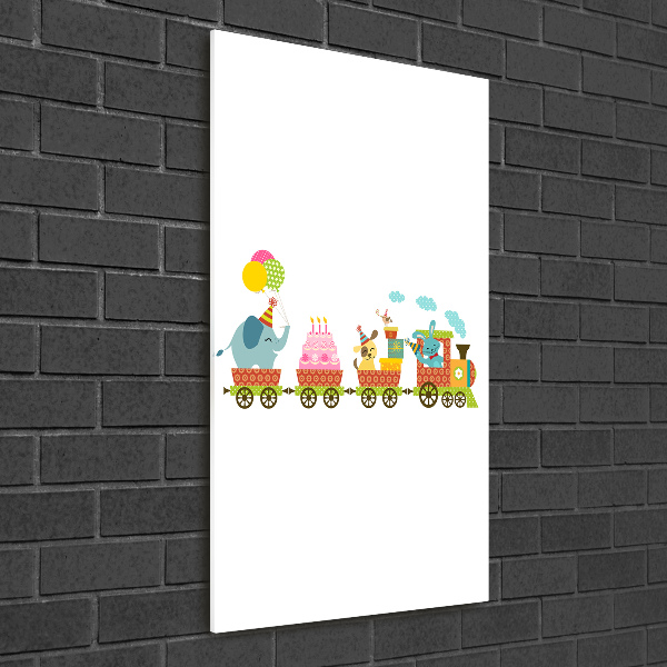 Quadro di vetro verticale Treno Felice