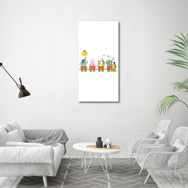 Quadro di vetro verticale Treno Felice