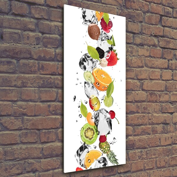 Quadro stampa su vetro verticale Frutta e acqua