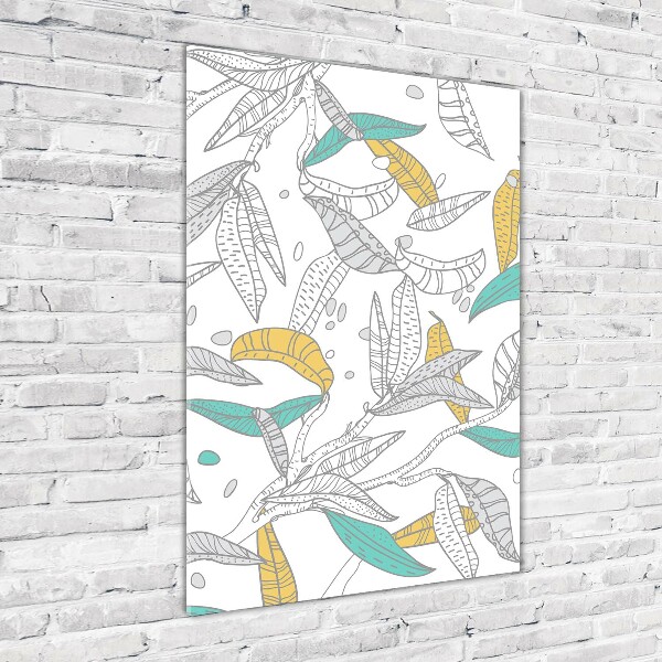 Quadro vetro verticale Foglie colorate