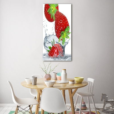 Quadro di vetro verticale Fragole