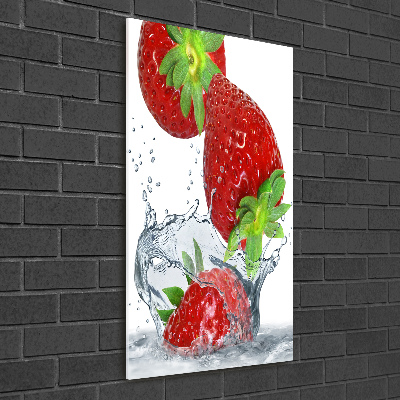 Quadro di vetro verticale Fragole