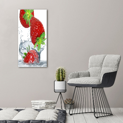 Quadro di vetro verticale Fragole