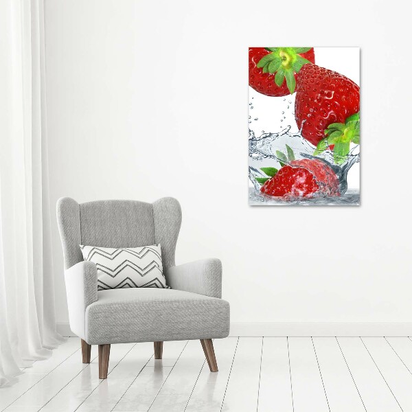 Quadro di vetro verticale Fragole