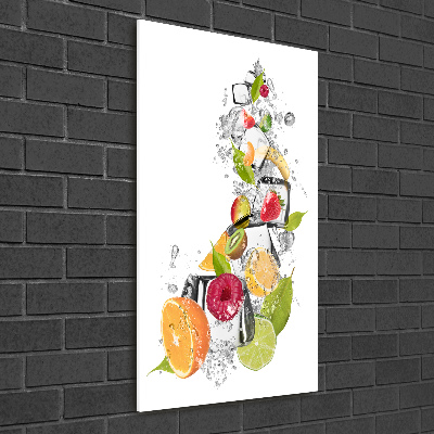 Quadro di vetro verticale Frutta e ghiaccio