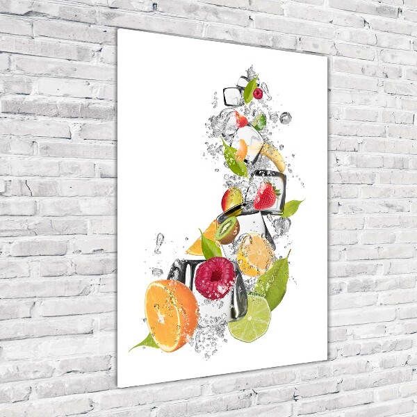 Quadro di vetro verticale Frutta e ghiaccio