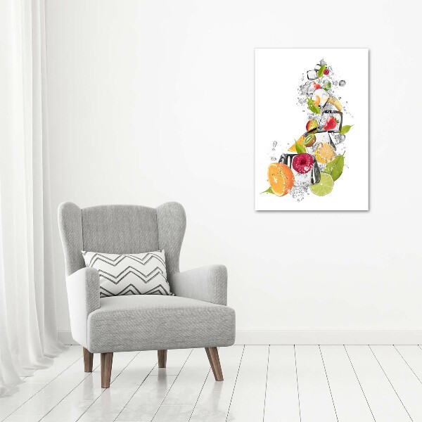 Quadro di vetro verticale Frutta e ghiaccio