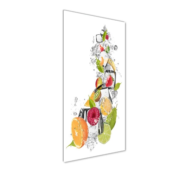 Quadro di vetro verticale Frutta e ghiaccio