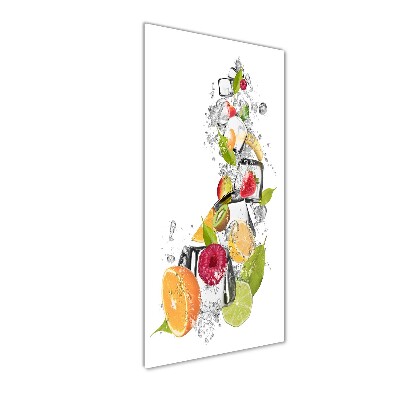 Quadro di vetro verticale Frutta e ghiaccio