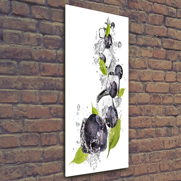 Quadro stampa su vetro verticale Bacche e ghiaccio