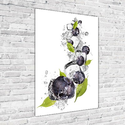 Quadro stampa su vetro verticale Bacche e ghiaccio