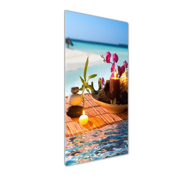 Quadro vetro verticale Orchidea e bambù