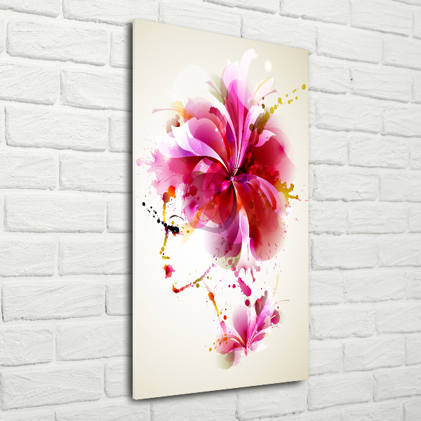 Quadro in vetro verticale Donna astratta