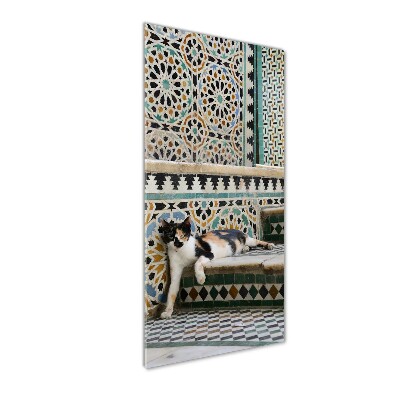 Quadro stampa su vetro verticale Un gatto in Marocco