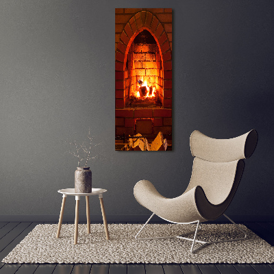 Quadro vetro verticale Fuoco nel camino