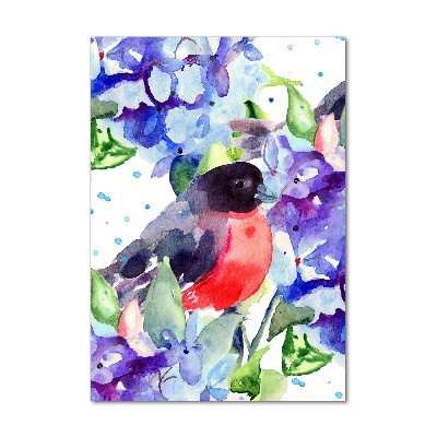 Quadro vetro verticale Uccelli e fiori