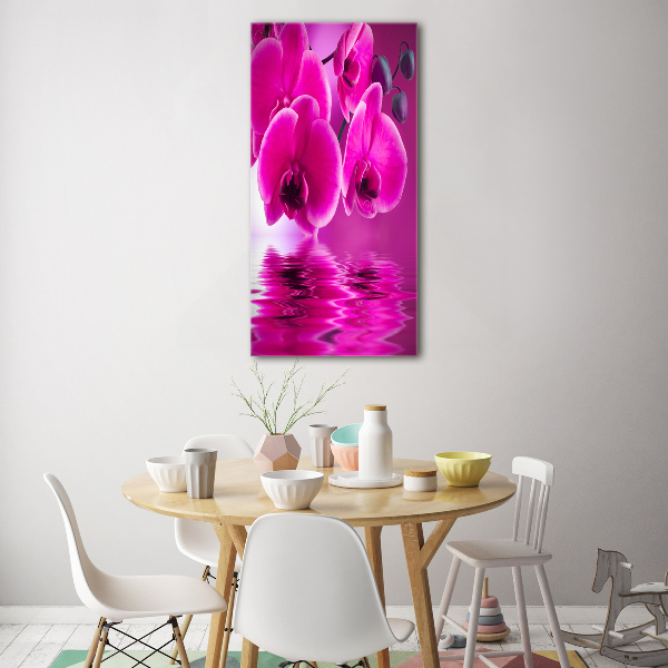 Quadro di vetro verticale Orchidea rosa