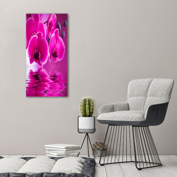 Quadro di vetro verticale Orchidea rosa