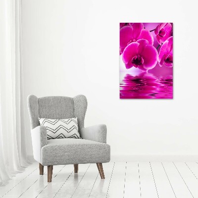 Quadro di vetro verticale Orchidea rosa