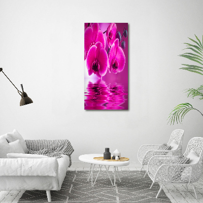 Quadro di vetro verticale Orchidea rosa