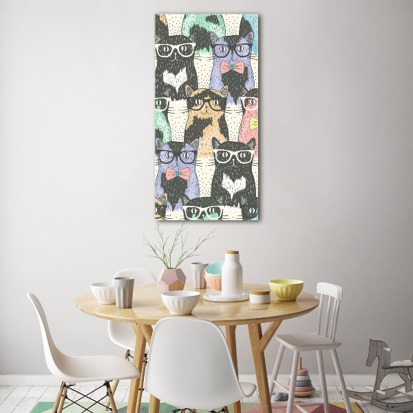 Quadro in vetro verticale Gatti con gli occhiali