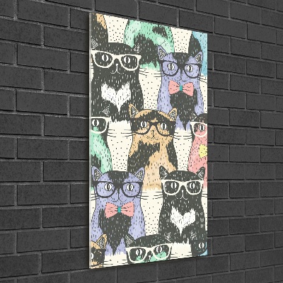Quadro in vetro verticale Gatti con gli occhiali