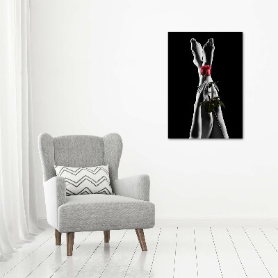 Quadro in vetro verticale Rosa e piedi